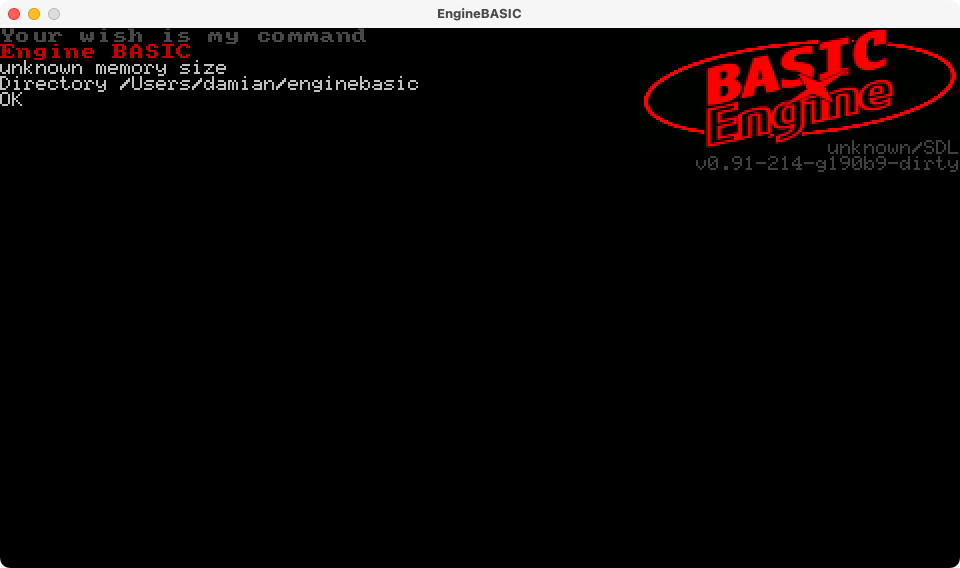 {Main screen (to see the version)}